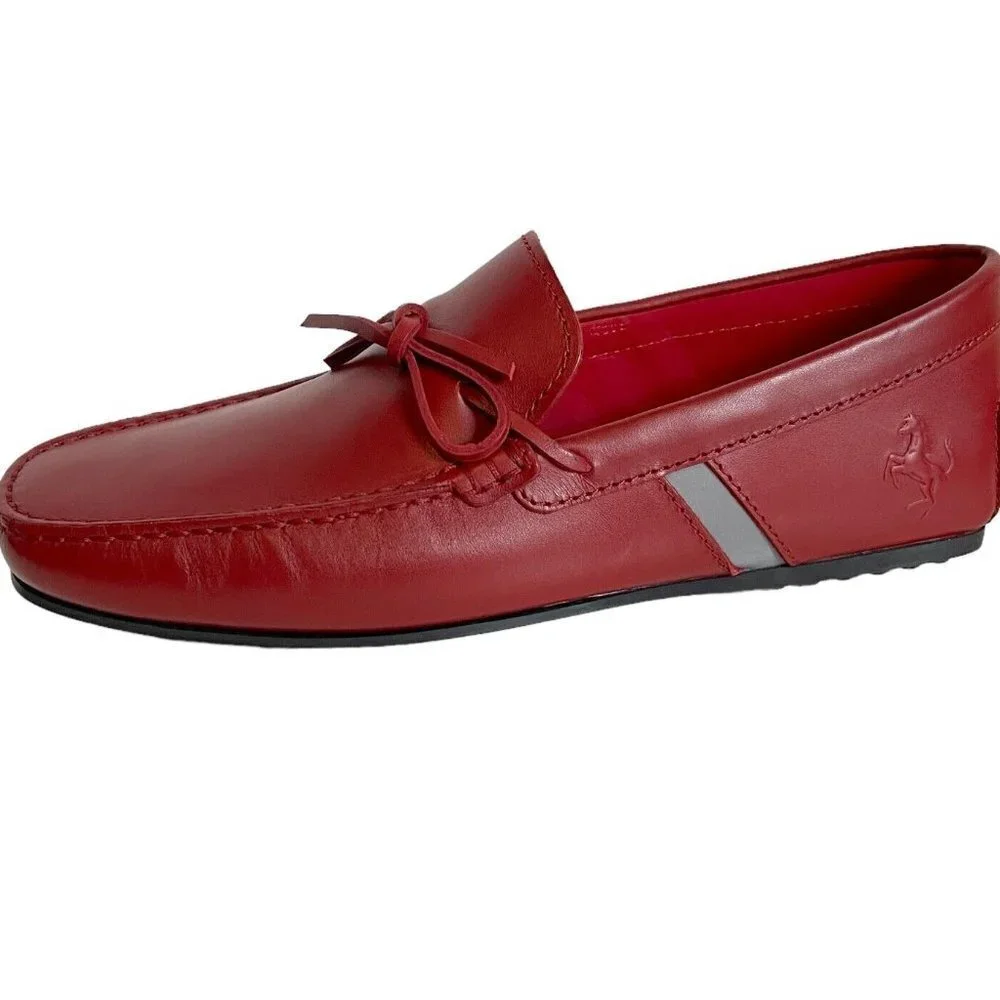 Tod's Ferrari Red Leather City‎ Gommino Cavallino 3D Loafer Shoes, Size Tod's 7